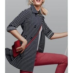 Cabi Jacket Womens Medium Maritime Navy Blue Stripe Knit Trench Nautical 5151